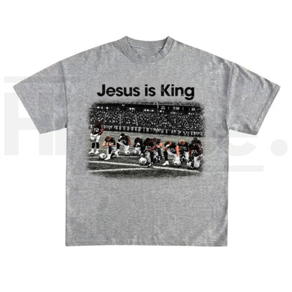 Jesus Is King Football T-Shirt – Retro Praying Team Graphic Tee
