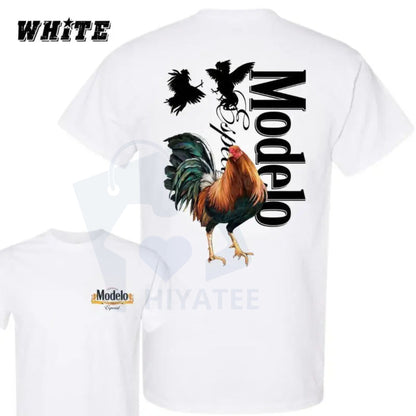 Modelo Rooster T-Shirt – Bold Fighting Cocks Graphic for Beer & Fiesta Enthusiasts