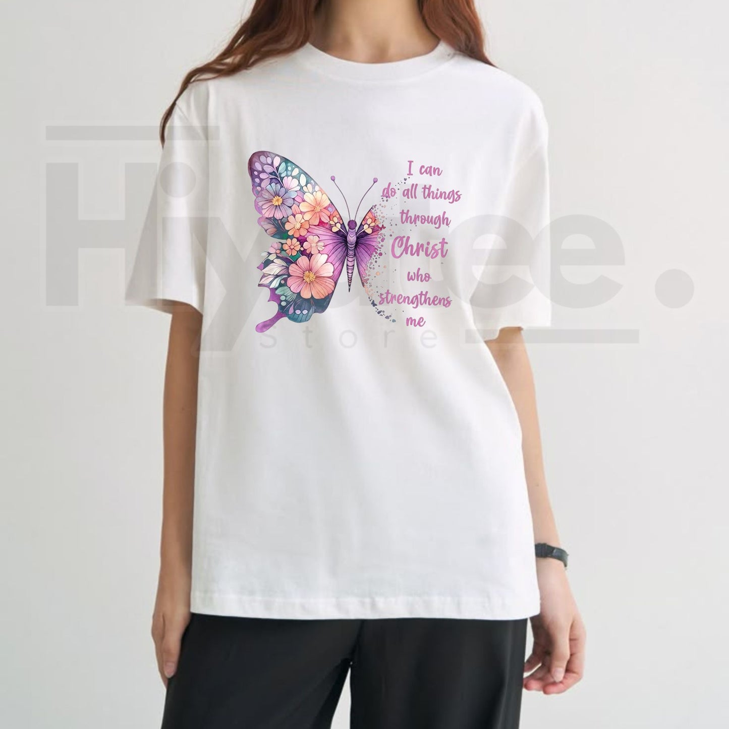 I Can Do All Things Through Christ Butterfly T-Shirt – Christian Faith Graphic Tee