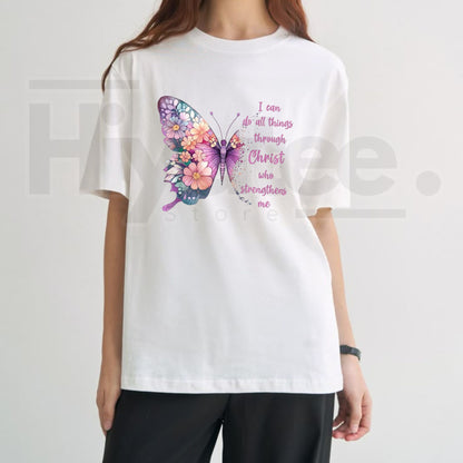 I Can Do All Things Through Christ Butterfly T-Shirt – Christian Faith Graphic Tee