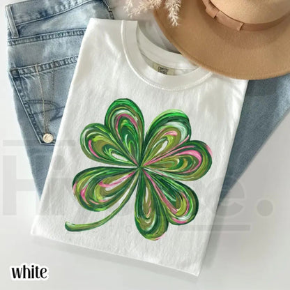 Comfort Colors® Lucky Shamrock T-Shirt – Retro Saint Patrick's Day Party Tee, Cute Irish Shenanigans Four Leaf Clover Shirt