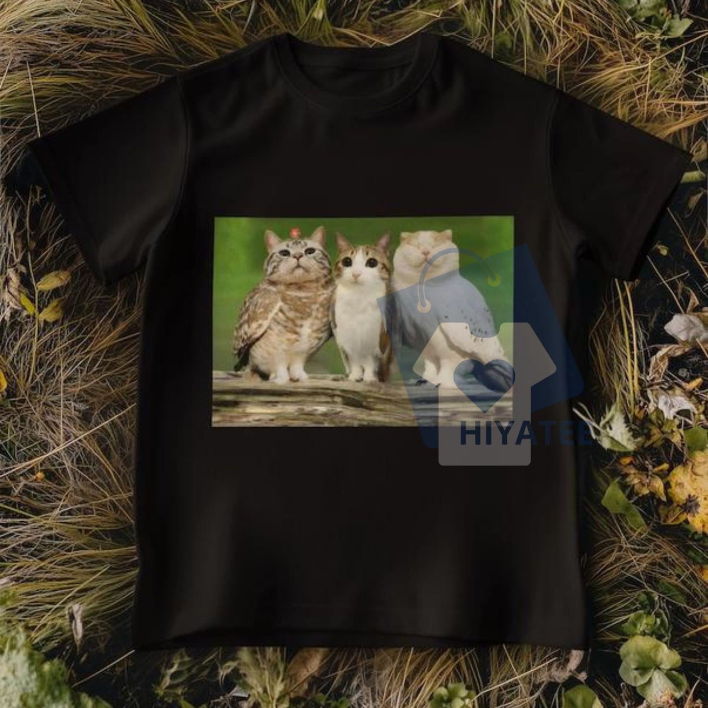 "Meowl with Family" Meme T-Shirt – Funny Cat and Owl Brainrot Tee