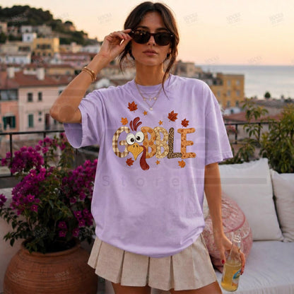 Comfort Colors Painted Gobble T-Shirt – Vintage Thanksgiving Turkey Tee