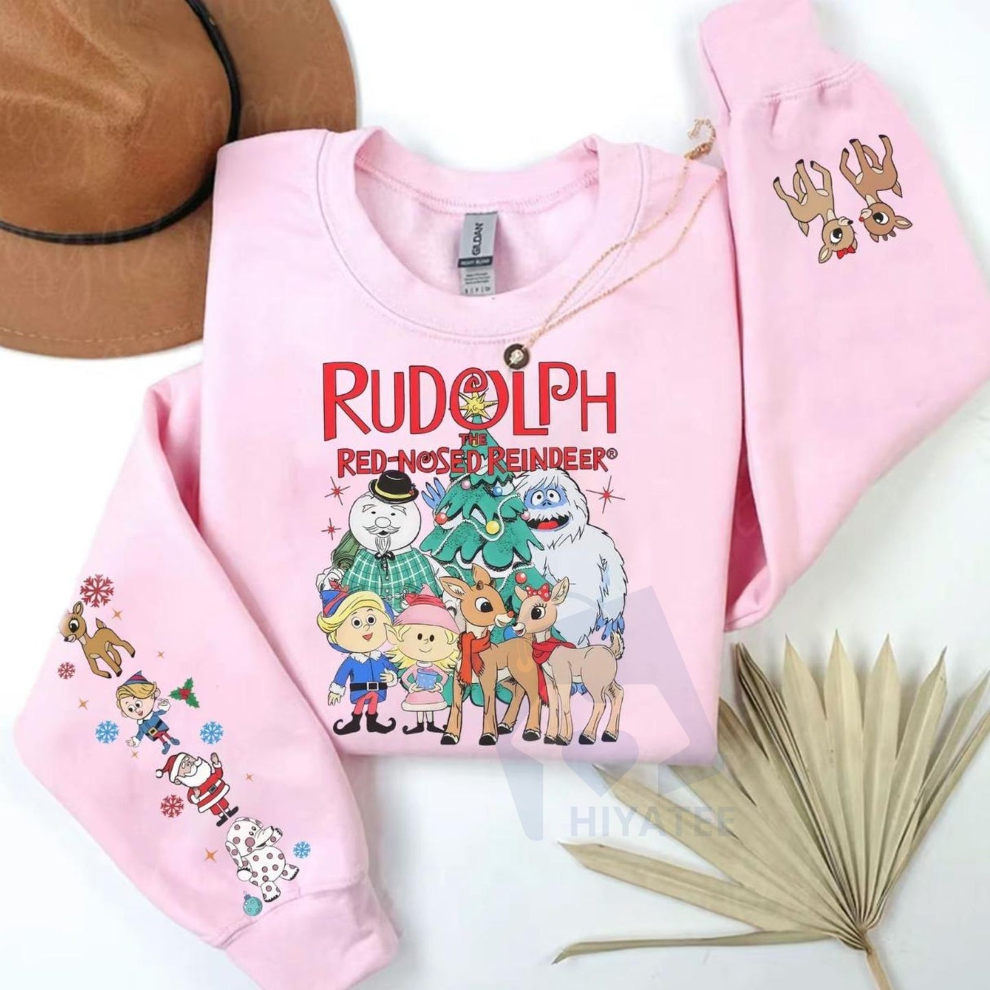 Ugly Christmas Sweater Rudolph Crewneck | Funny Red-Nosed Reindeer Top | Nostalgic Holiday Party Jumper