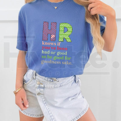 Comfort Colors Funny Christmas HR T-Shirt – Santa Belt Be Good Graphic Tee