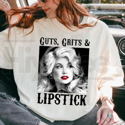 Guts Grit And Lipstick T-Shirt – Country Cowgirl Western Concert Graphic Tee