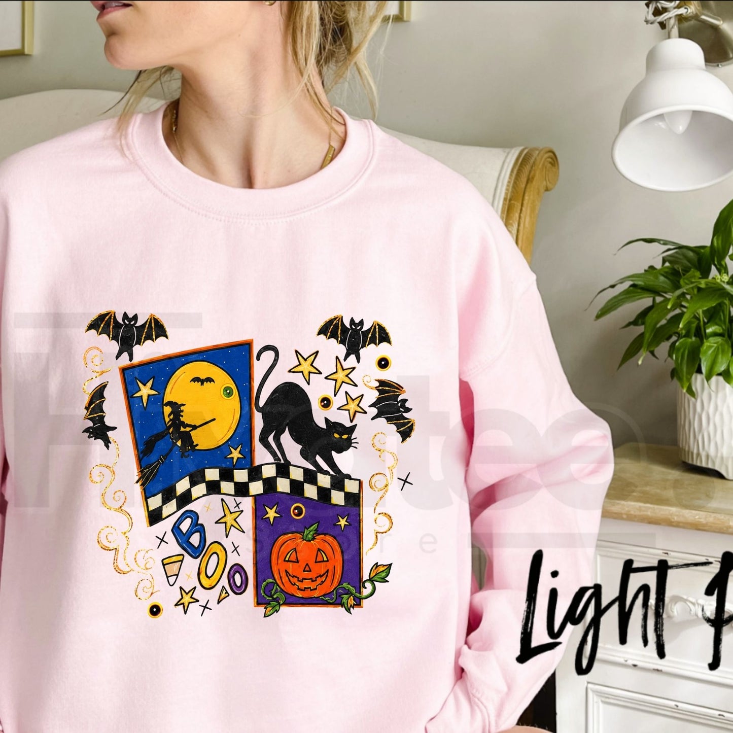 Retro Halloween Sweatshirt – Vintage Spooky Season Pumpkin Ghost Black Cat Graphic Crewneck