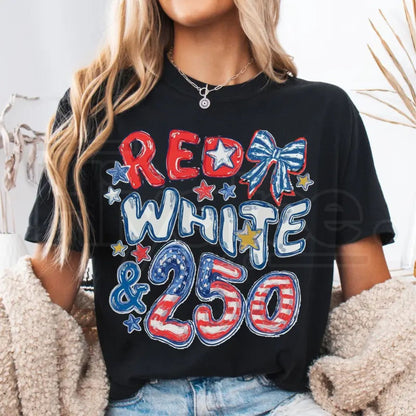 Comfort Colors® 250th Anniversary Shirt – Red White and 250 Preppy Patriotic Tee