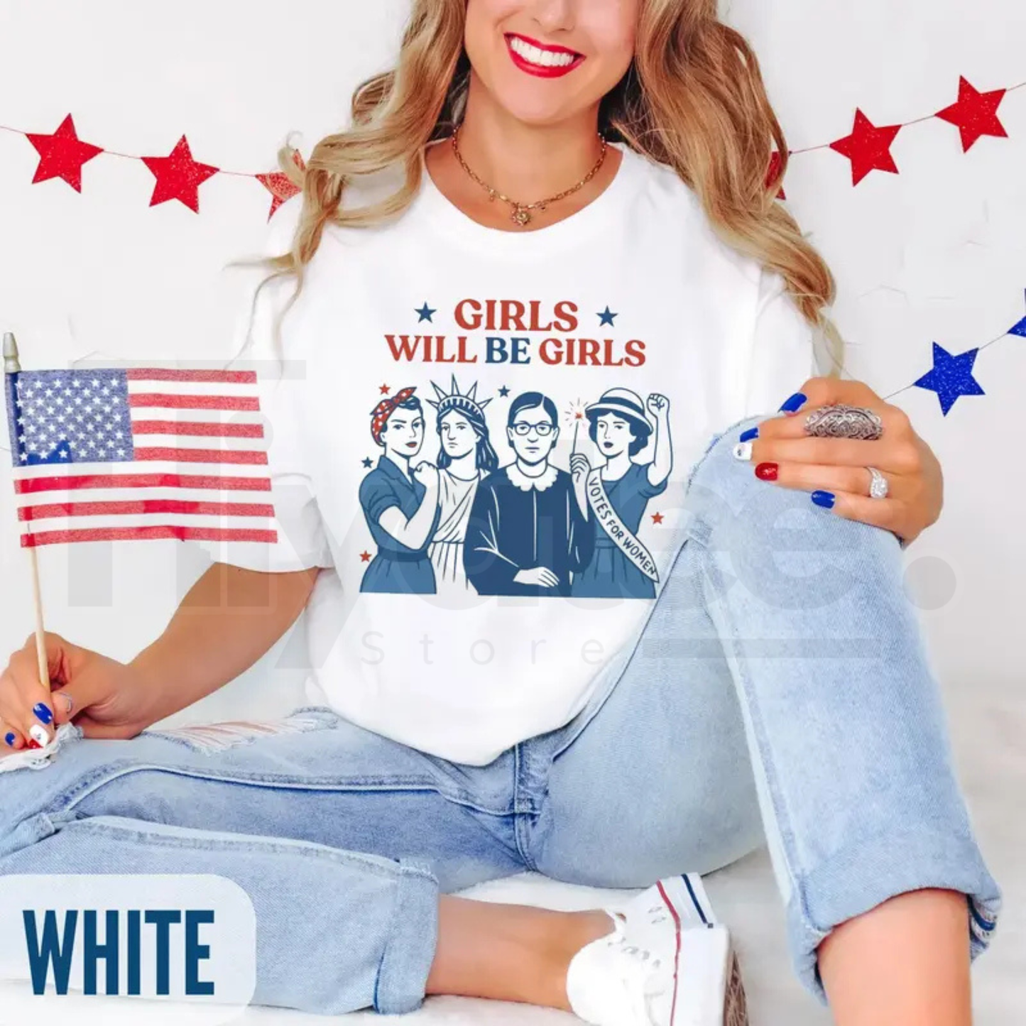 Comfort Colors® Girls Will Be Girls Shirt – Patriotic Feminist 4th of July Tee