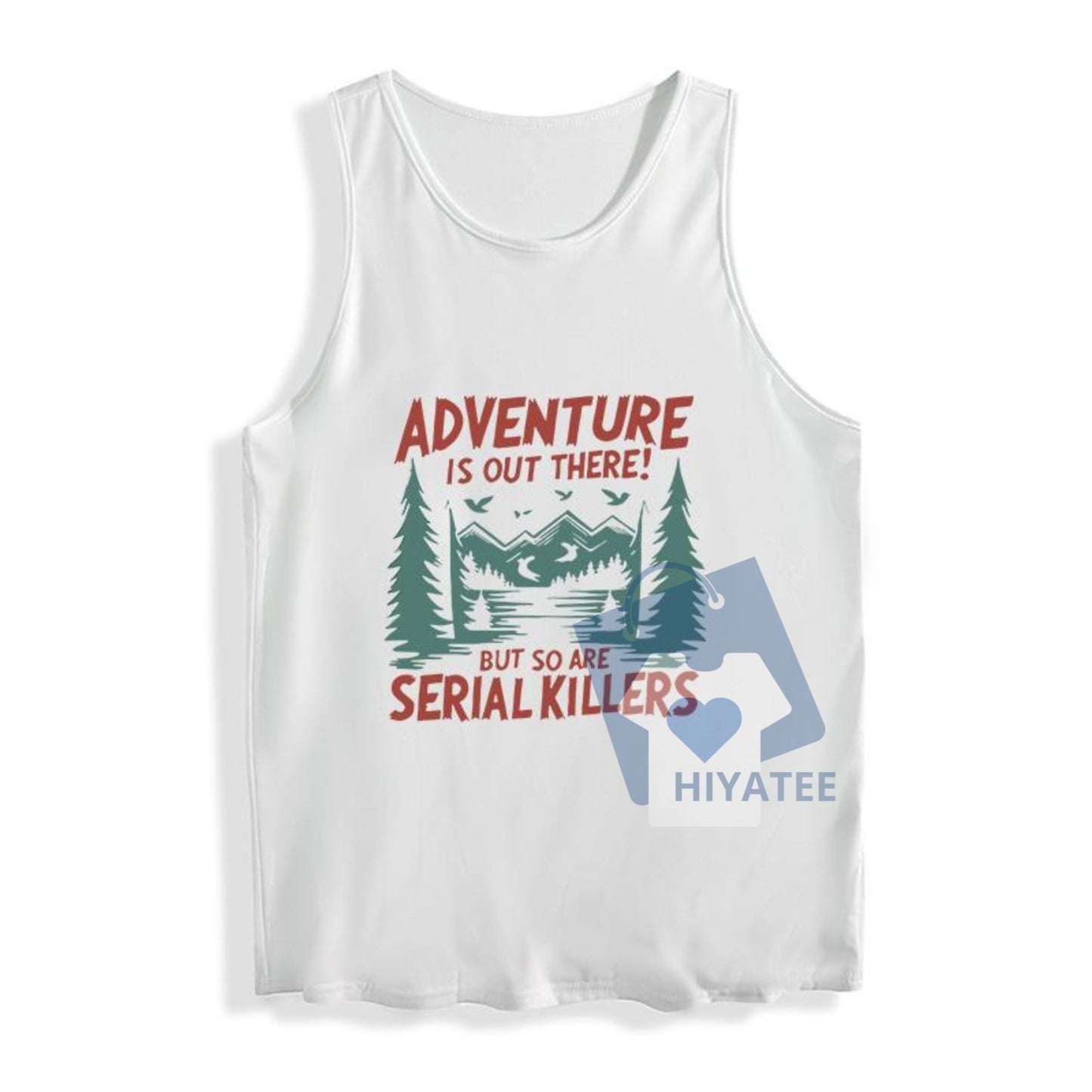 Adventure Is Out There! Women’s T-Shirt – Mountain Lakes Graphic Tee, Outdoor-Inspired Casual Summer Shirt, Relaxed Fit Comfort
