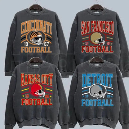 Vintage Team Football Oversized 90s Sweatshirt – Hometown Throwback Graphic Pullover, Unisex Sport Apparel