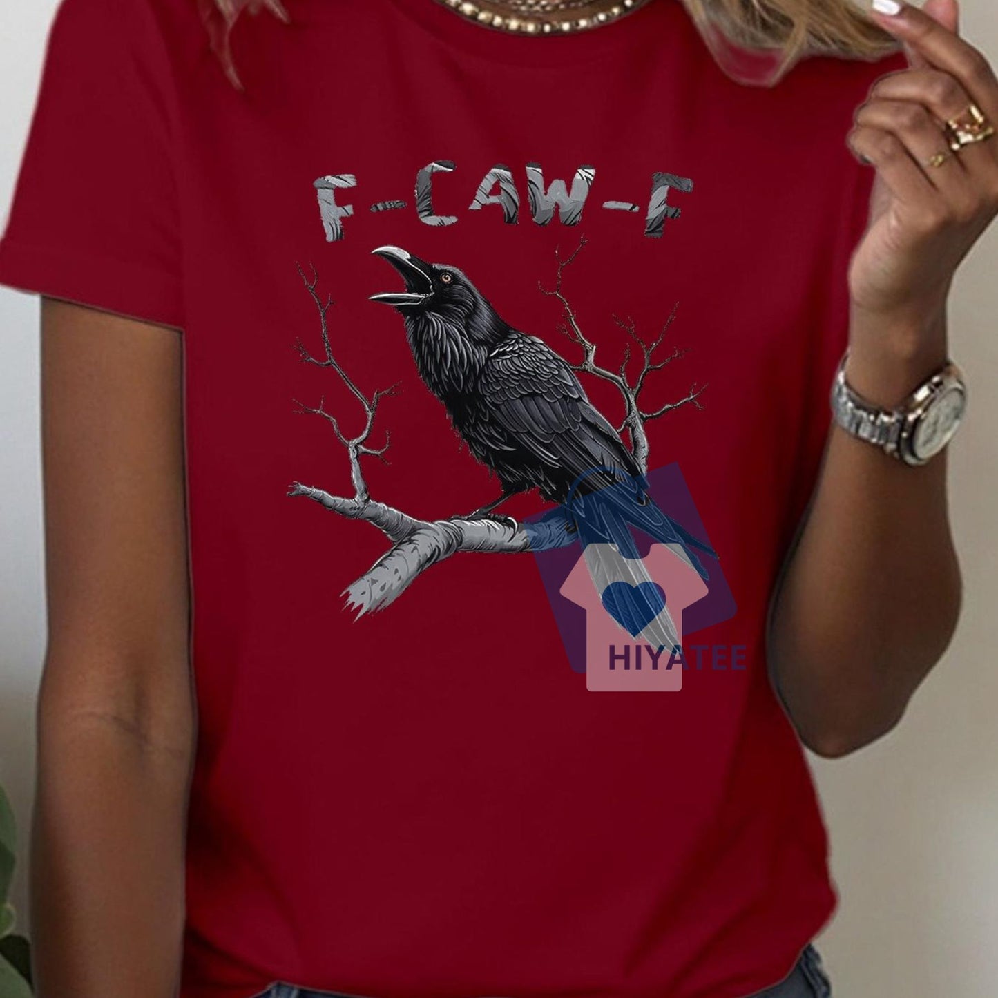 Women's Raven & Feather Graphic Tee – Casual Nature-Inspired Shirt for All Seasons
