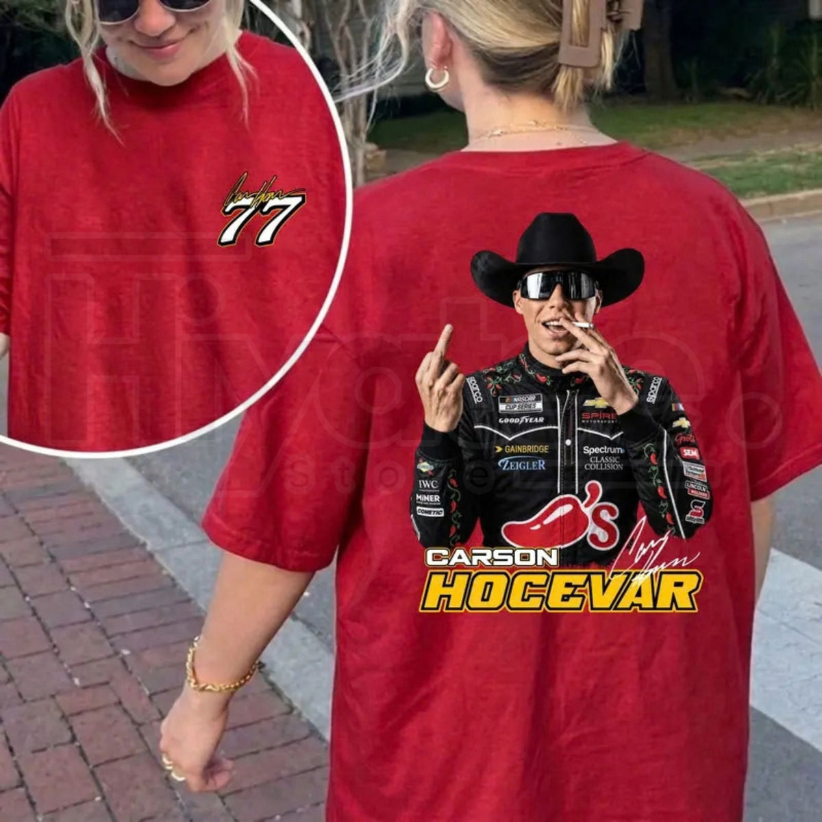 Carson Hocevar Fight T-Shirt – Vintage NASCAR Racing Graphic Tee #77
