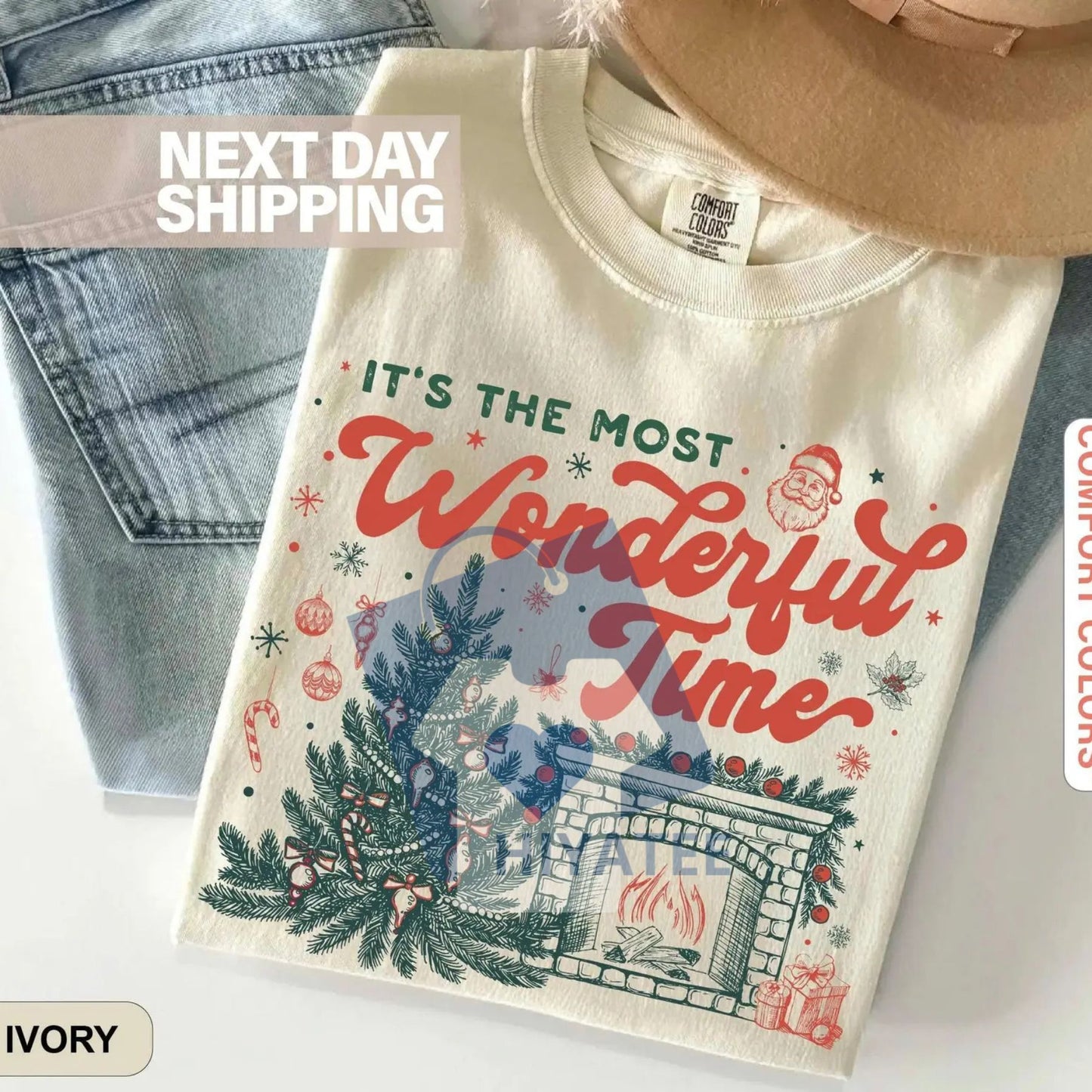 Comfort Colors Christmas Time Shirt – 'It's The Most Wonderful Time' Tee, Vintage Christmas Shirt, Retro Holiday T-shirt