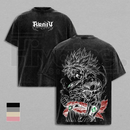 Legendary Saiyan Vintage Washed T-Shirt – Oversized Heavyweight Cotton Anime Graphic Tee