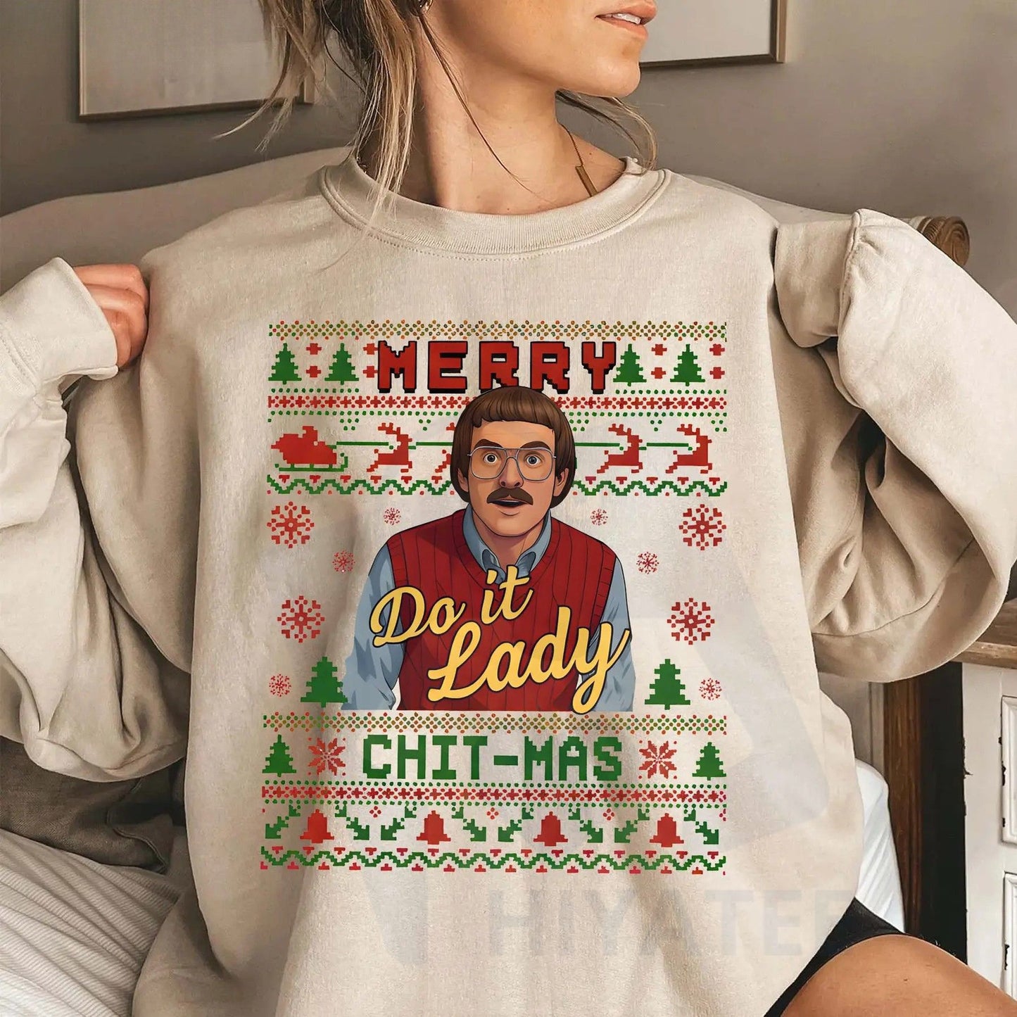 Funny Merry Chit I Do It Christmas Sweatshirt: Ugly Xmas Sweater Meme Shirt, Christian Tee, Unisex Holiday Party Gift