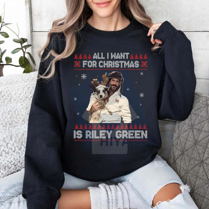 All I Want For Christmas Sweatshirt: Retro Xmas Sweater, Vintage Country Music Graphic Shirt, Unisex Gift For He