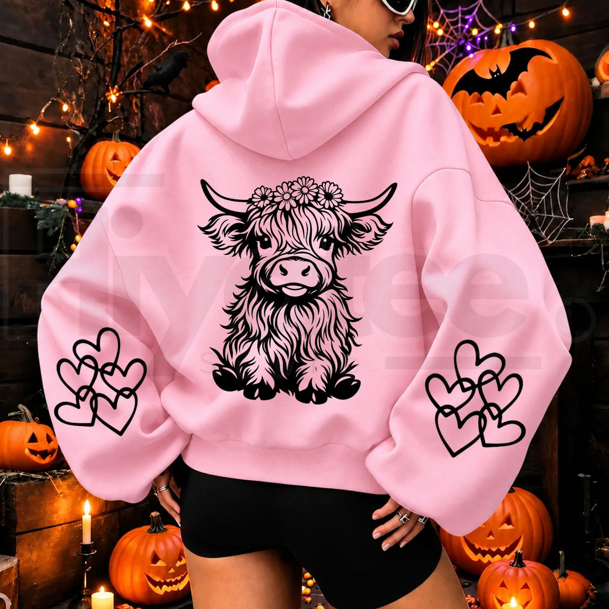 Women’s Cute Highland Cow Graphic Oversized Hoodie – Soft Fleece Loose Pullover Sweatshirt