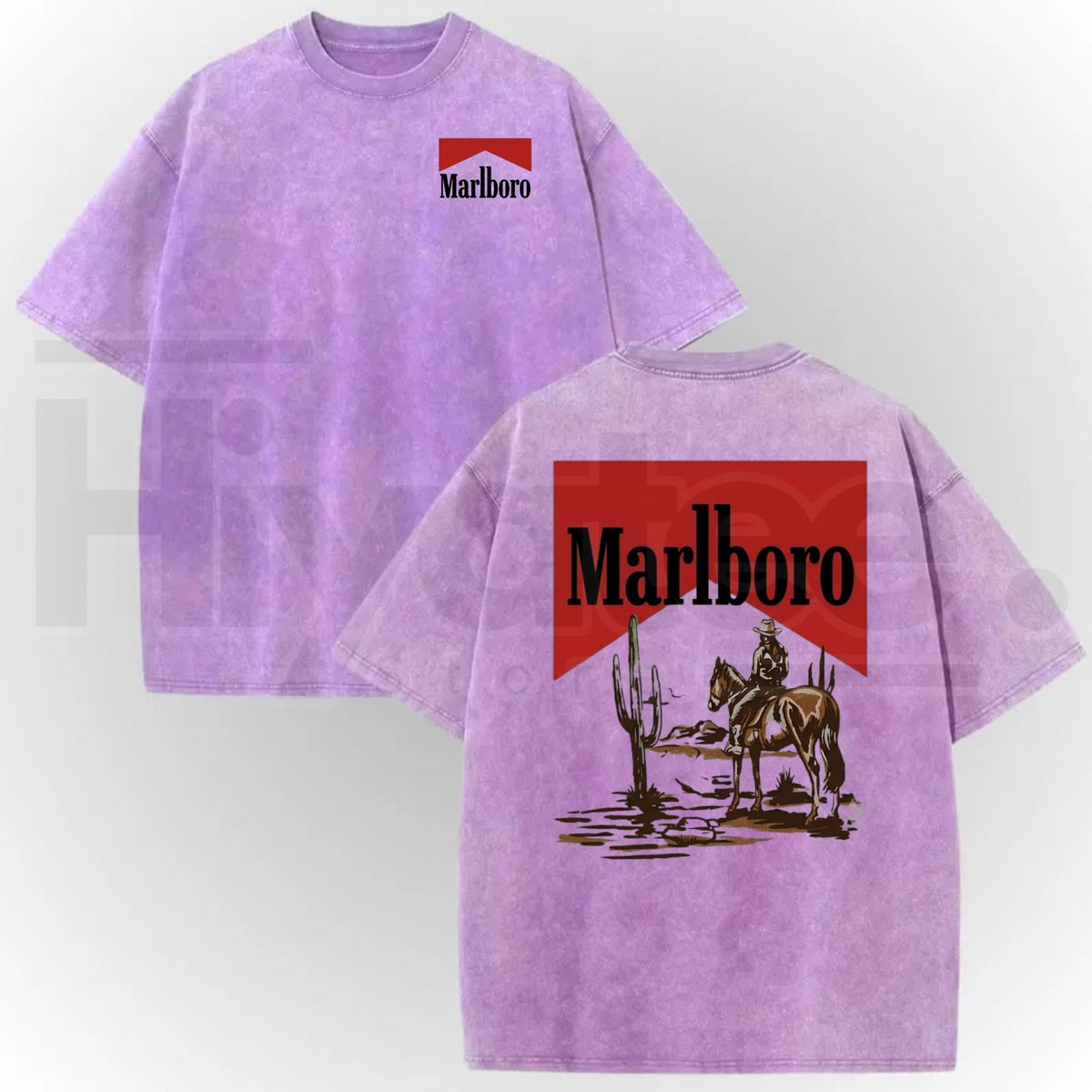 Vintage Acid Wash Cowboy Art T-Shirt – Dark Americana Oversized Streetwear Graphic Tee for Men & Women