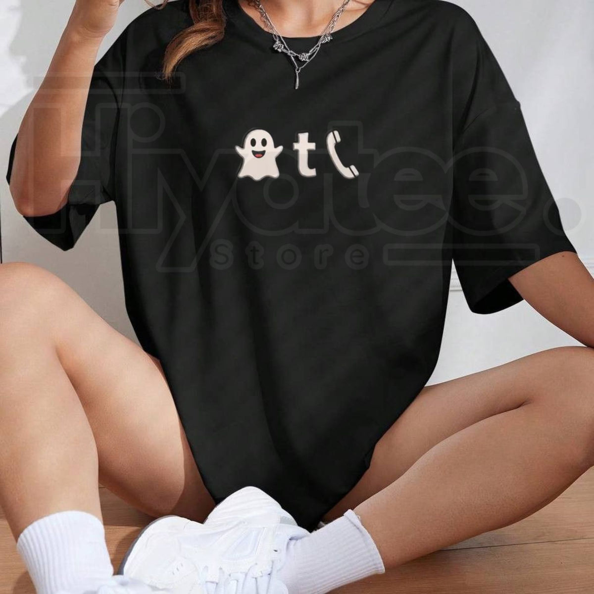 Ghost Phone Text T-Shirt – Funny Halloween Ghost Call Typography Graphic Tee