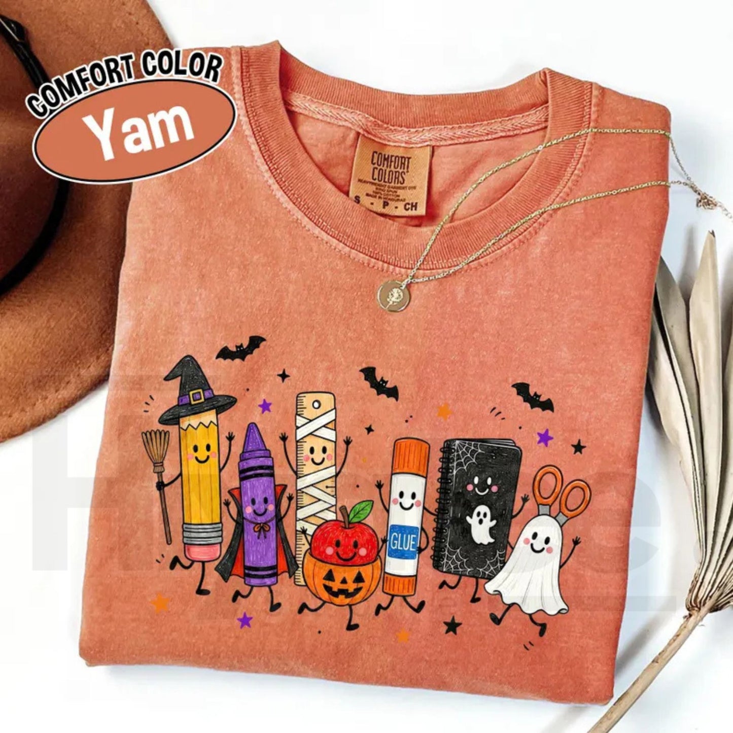 Comfort Colors Halloween Teacher Shirt Spooky School Supplies Ghost Classroom Tee