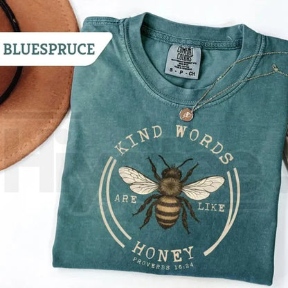 Comfort Colors® Kind Words Are Like Honey T-Shirt – Butterfly Bible Verse Faith-Based Gift