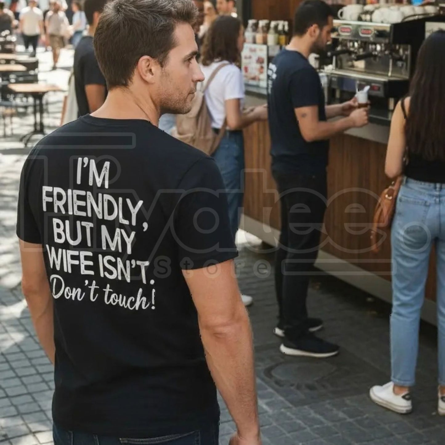 "I'm Friendly But My Wife Isn't" Funny Warning T-Shirt – Best Husband Tee