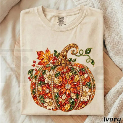 Comfort Colors Jeweled Rhinestone Pumpkin Halloween Tee