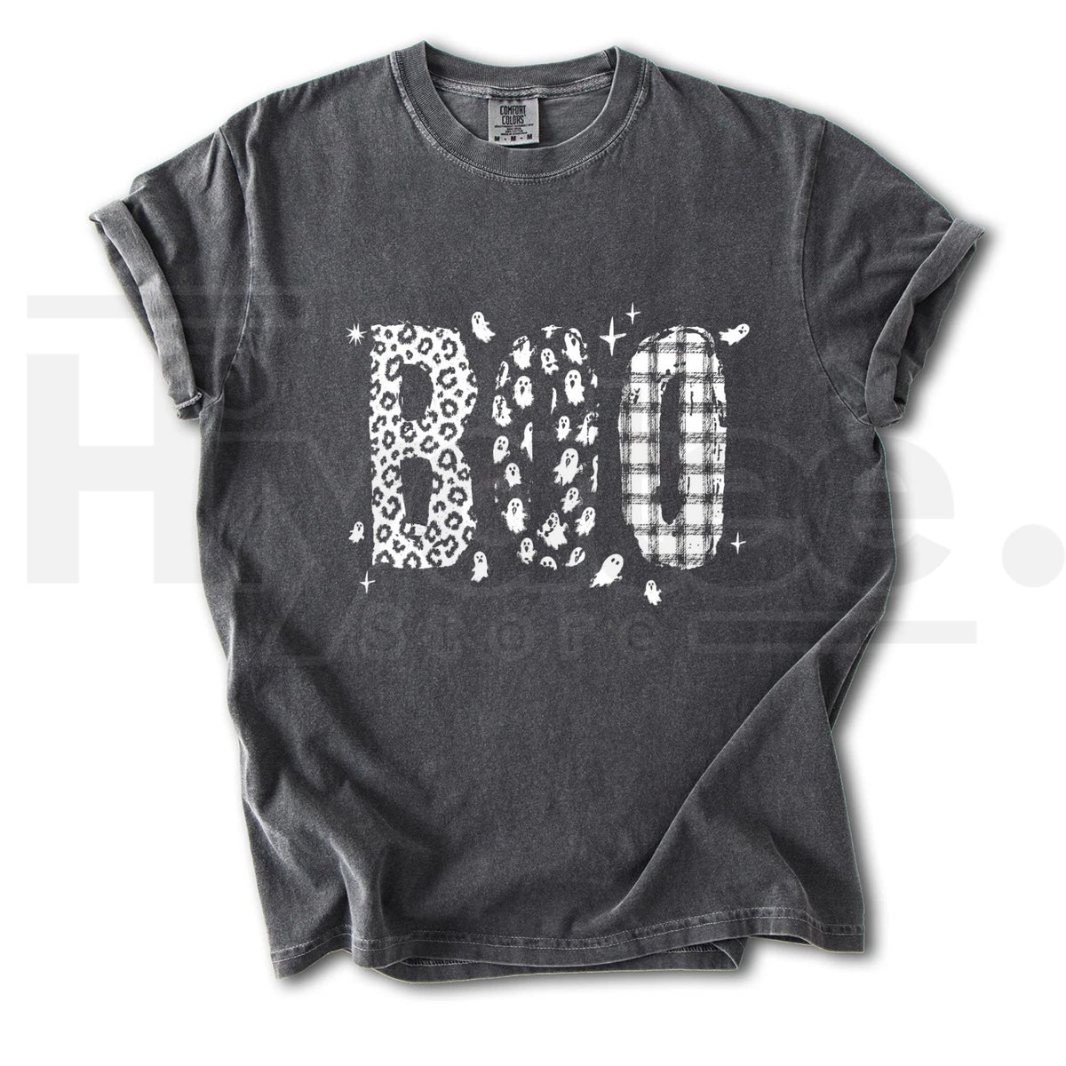 Comfort Colors Leopard Print Boo T-Shirt – Cute Ghost Halloween Tee