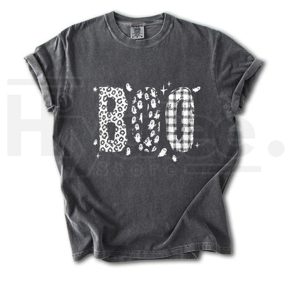 Comfort Colors Leopard Print Boo T-Shirt – Cute Ghost Halloween Tee