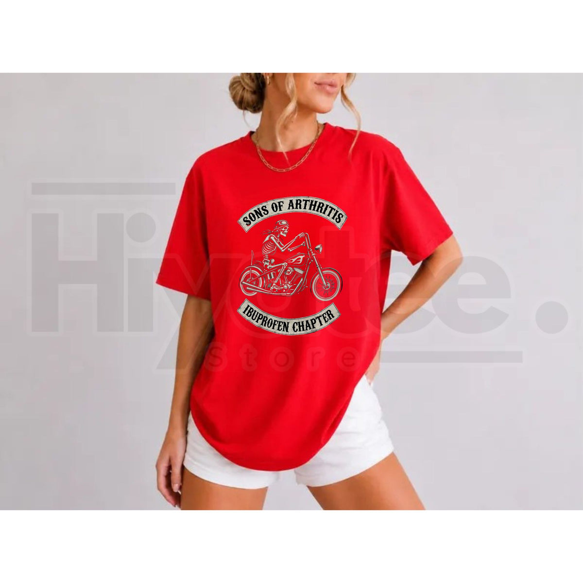 Sons Of Arthritis Ibuprofen Chapter T-Shirt – Funny Biker Skeleton Graphic Tee