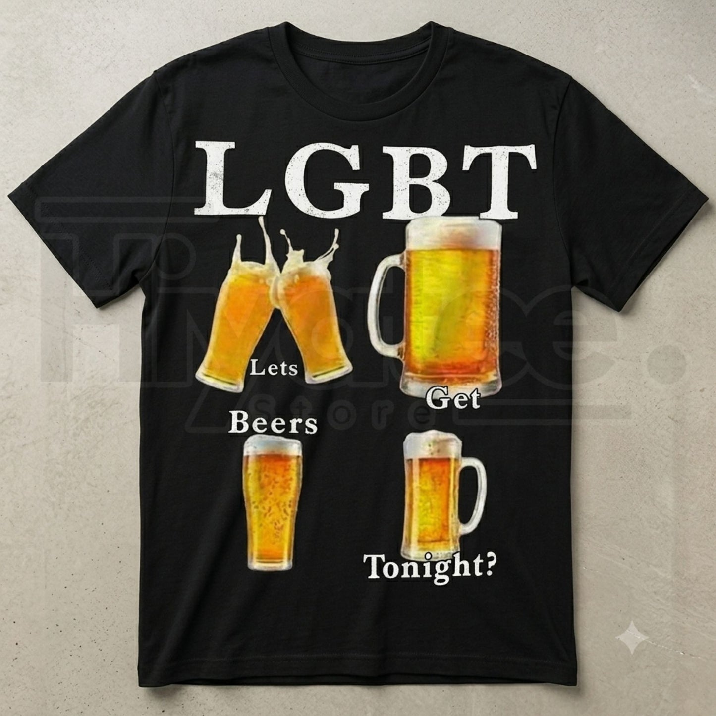 Funny LGBT Lets Get Beer Tonight T-Shirt – Sarcastic Beer Pun Humorous Graphic Tee