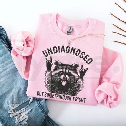 Undiagnosed But Something Ain't Right Raccoon Sweatshirt: Quirky Rock On Animal Crewneck