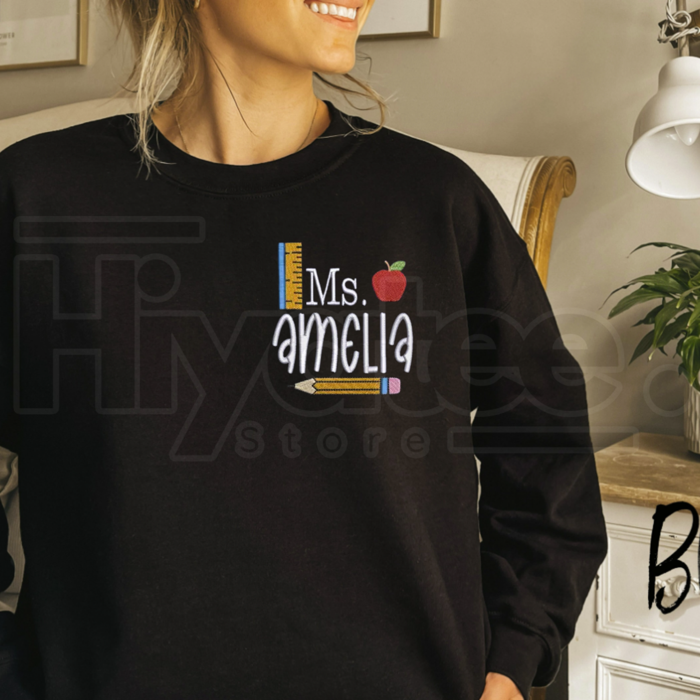 Personalized Teacher Sweatshirt – Custom Embroidered Name School Theme Crewneck & Appreciation Gift
