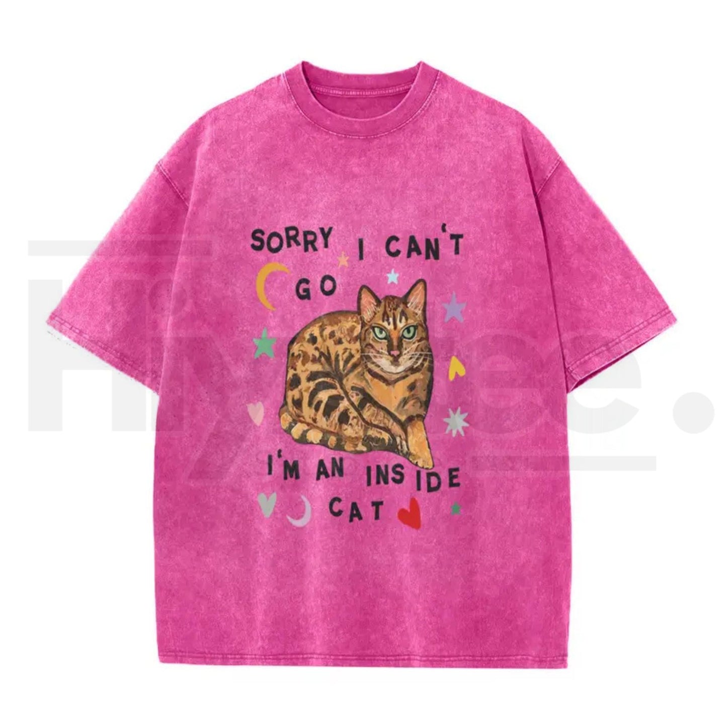 Plus Size "Sorry, I Can't Go, I'm a Home Cat" Vintage Washed T-Shirt