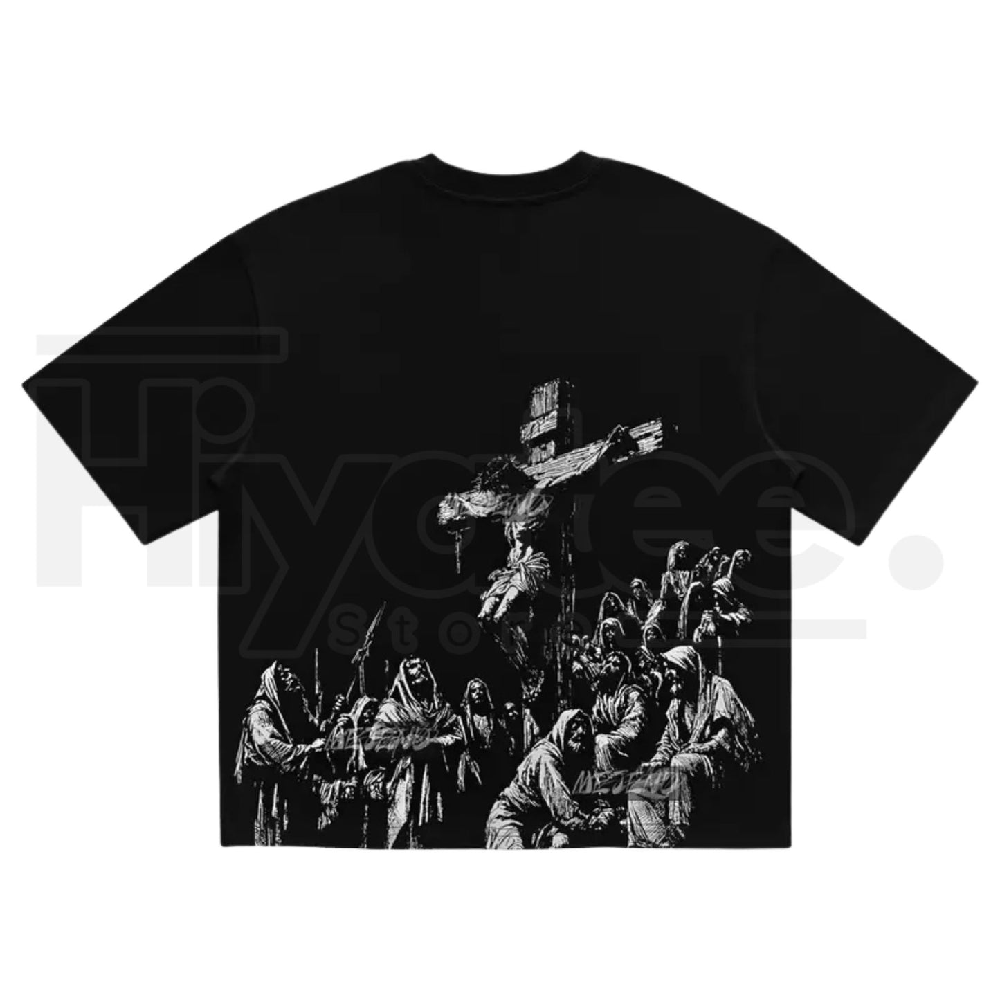 MeJend 12oz Heavyweight Cropped Jesus Print Oversized Streetwear T-Shirt