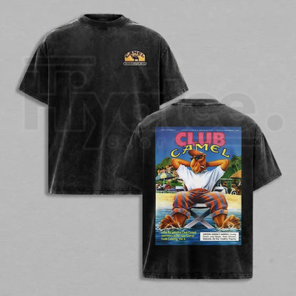 Men's Vintage Pinup Graphic T-Shirt – Distressed Acid Wash Oversized Cotton Tee