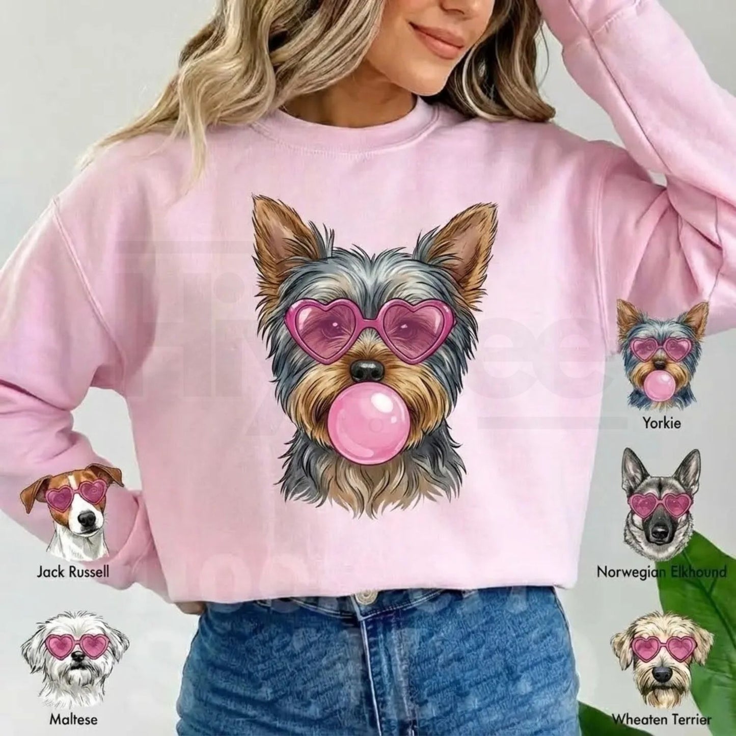 Valentine’s Day Dog Shirt: Heart Glasses & Bubblegum Tee - 50+ Breeds Available