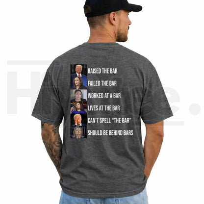 Raised The Bar Typography T-Shirt – Short Sleeve Printed Graphic Shirt, Daily Casual Cotton Menswear for Men & Women