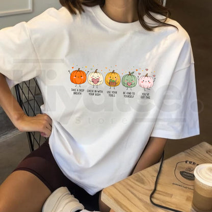 Mental Health Shirt Positive Affirmations Pumpkin Fall Tee Therapist Gift