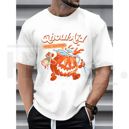 Men's Halloween Ghoul-Aid Pumpkin Graphic T-Shirt – Black Short Sleeve Streetwear Crew Neck Tee
