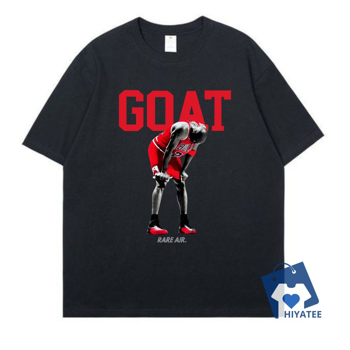 Black GOAT Jordan 12 Flu Game Sneaker Tee – Vintage Basketball-Inspired Shirt