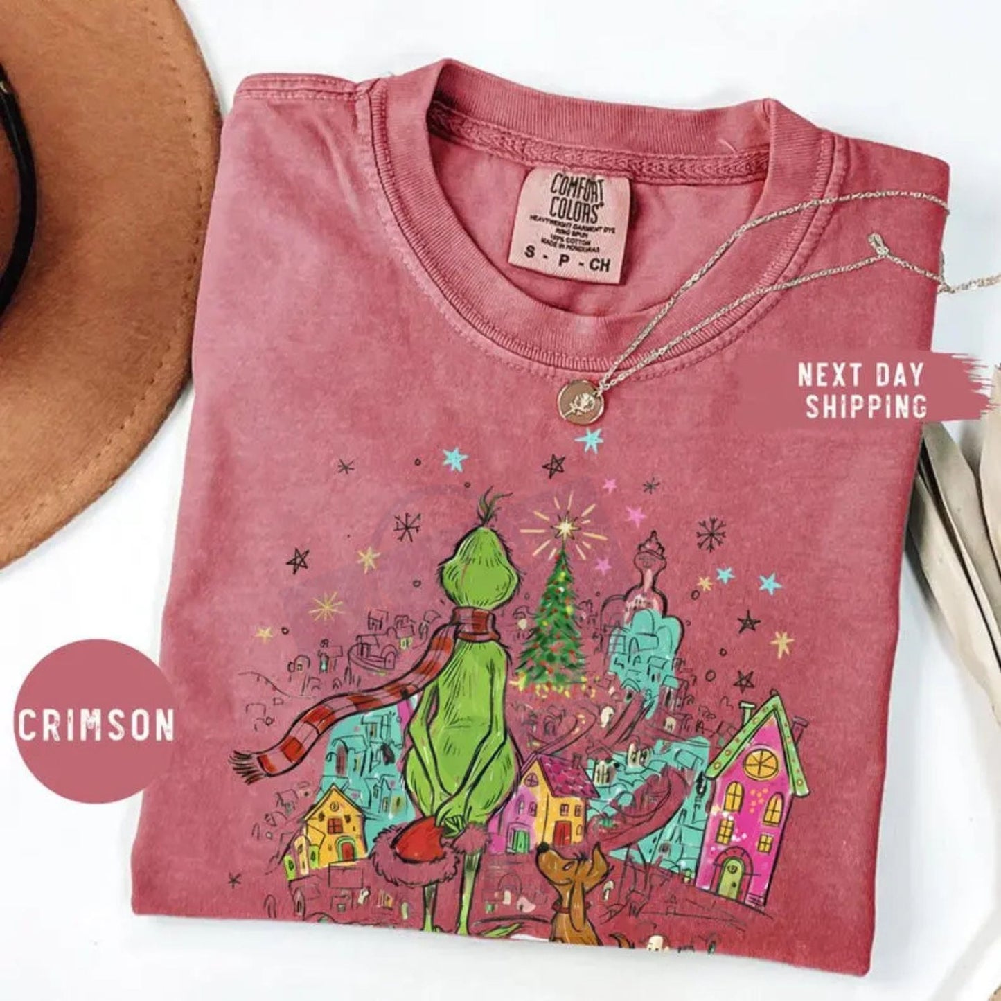 Comfort Colors Christmas Grinch Shirt – Whimsical Whoville Tree Shirt with Dog Max, Festive Green Star Tee