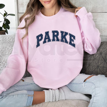 PARKE Embroidered Letter Sweatshirt – Casual Sports & Fitness Crewneck, Trendy Athletic Streetwear Pullover