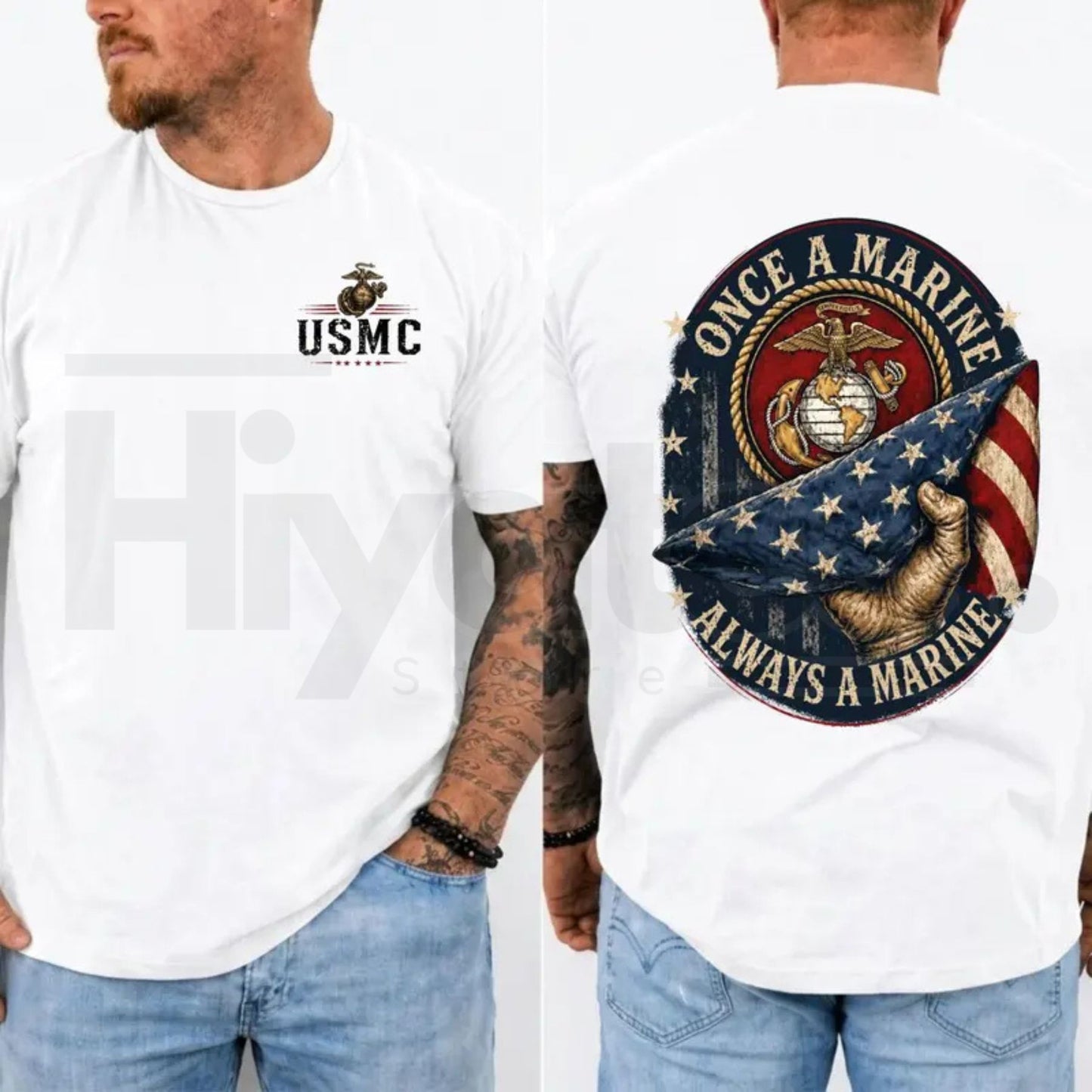 Once a Marine Always a Marine T-Shirt – USMC Veteran Patriotic Graphic Tee