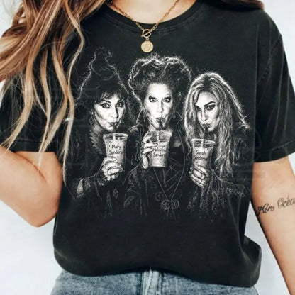 Comfort Colors Iced Coffee Halloween Characters Hocus Pocus Shirt
