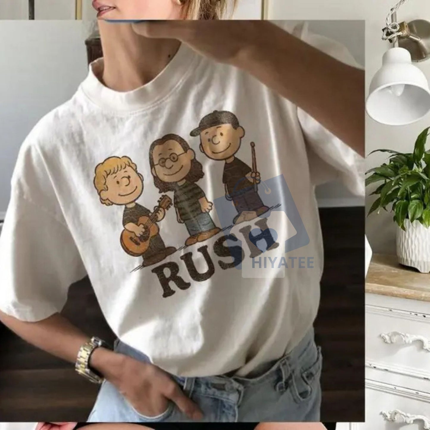 Rush Band Cartoon Vintage T-Shirt – Retro Rock Music Fan Tee, Cute Animated Style