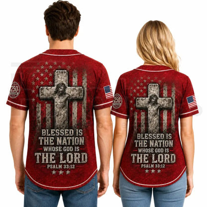 Christian Faith USA 250th Anniversary Baseball Jersey – Patriotic Cross Flag Shirt