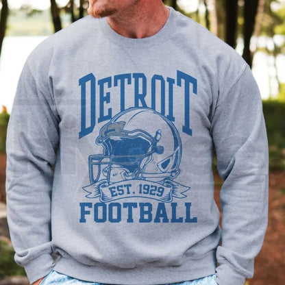 Vintage Football Helmet Graphic Sweatshirt – City Sports Crewneck, Retro Athletic Pullover