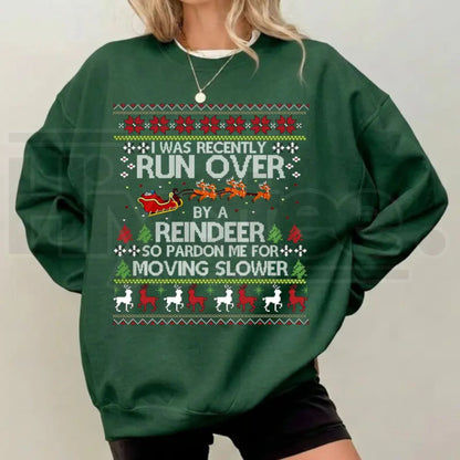 Most Likely To Get Run Over By A Reindeer Sweatshirt, Funny Christmas Holiday Graphic Pullover